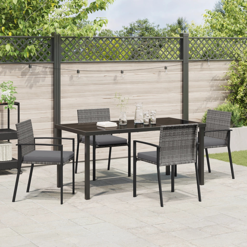 Set di 5 Pezzi da Pranzo per Giardino Grigio Polyrattan