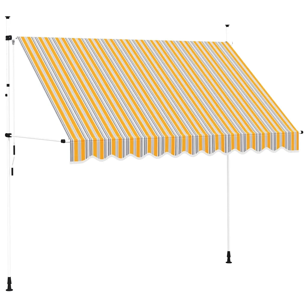 Tenda da Sole Retrattile Manuale-Tenda parasole per Patio 300 cm a Strisce Blu e Gialle