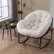 POLTRONA DONDOLO IN RATTAN SINTETICO E ACCIAIO 78x106x90 cm BIANCA
