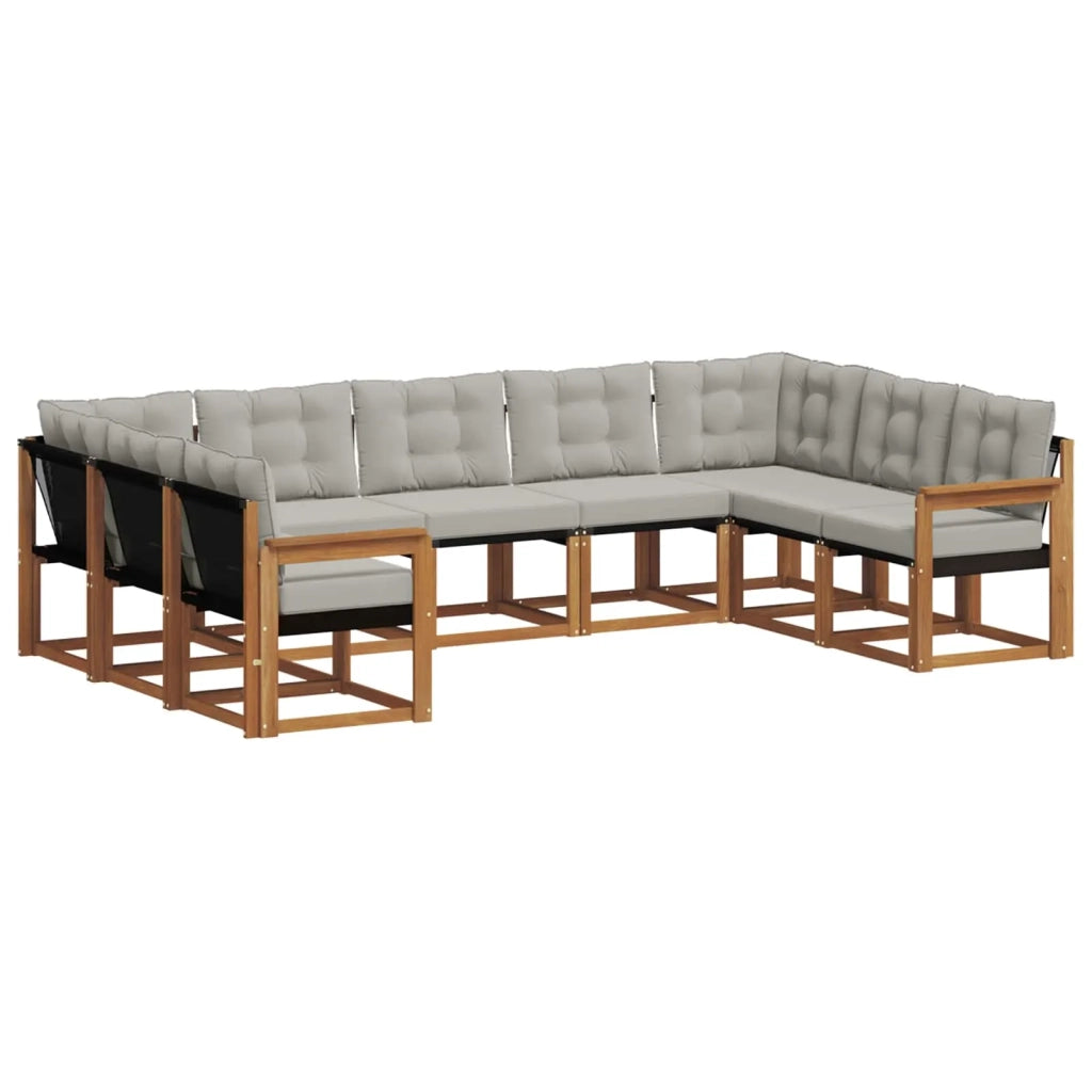 Set di divani da esterno 9 pcs Grigio Naturale e Chiaro 3369042