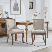 Sedie da Pranzo Imbottite in Tessuto ¨C MINIMAL ¨C Set 2 Pezzi, Gambe in Legno, Beige