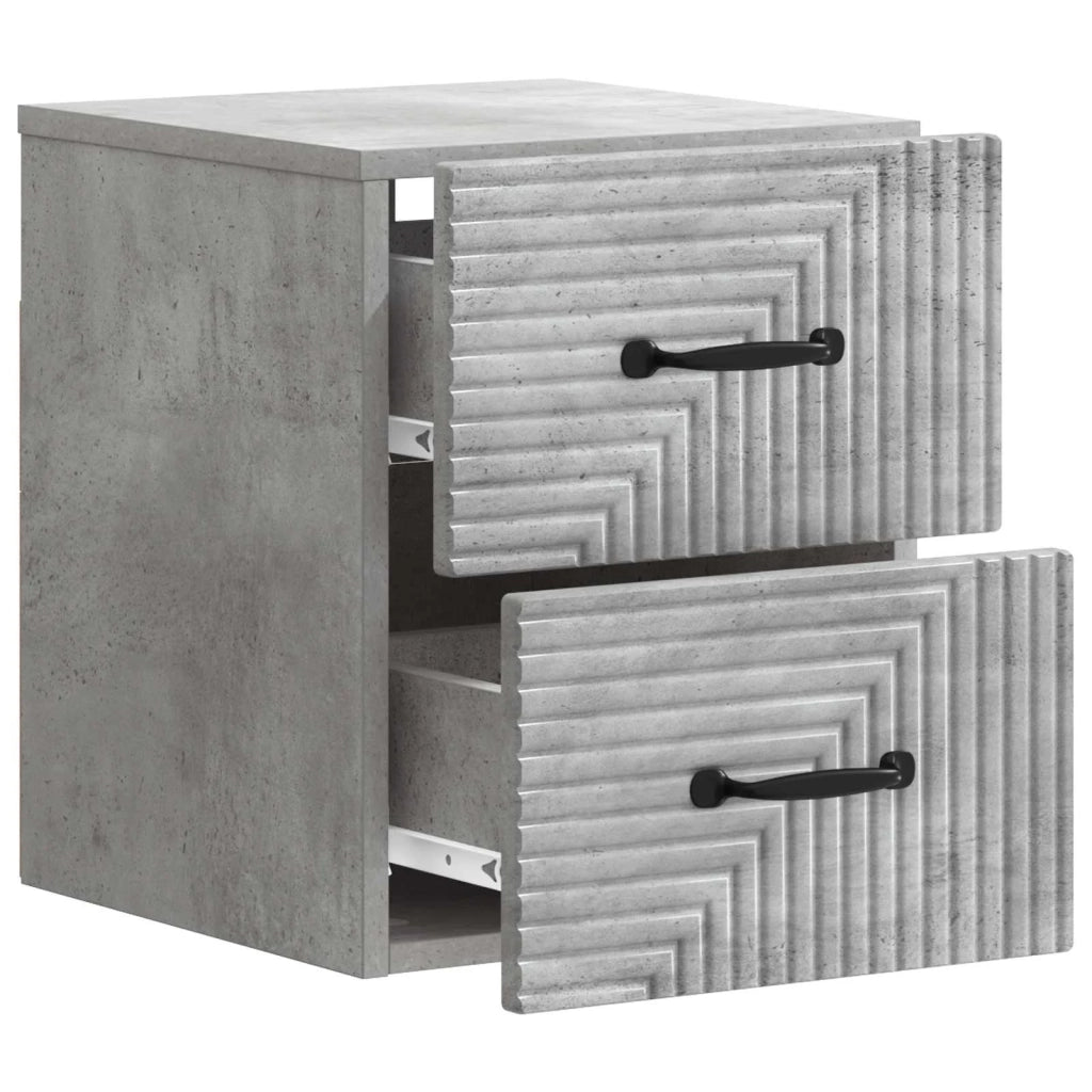 Mobiletto da notte a muro Grigio Cemento 34,5 x 33 x 40 cm