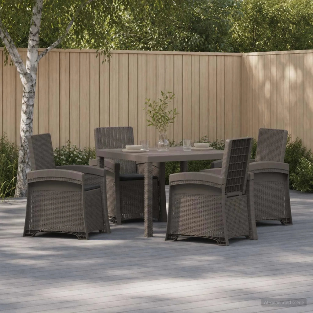 Set da Pranzo per Giardino 5 pz Grigio chiaro e Antracite PP 3430116