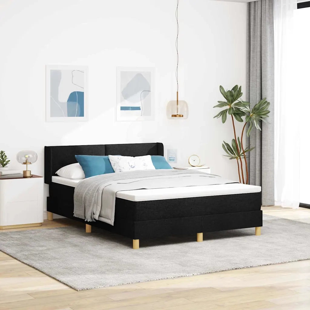 Letto a molle con materasso Nero 200 x 160 cm Poliestere
