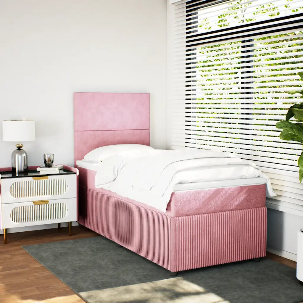 Giroletto a Molle con Materasso Rosa 90x190 cm in Velluto