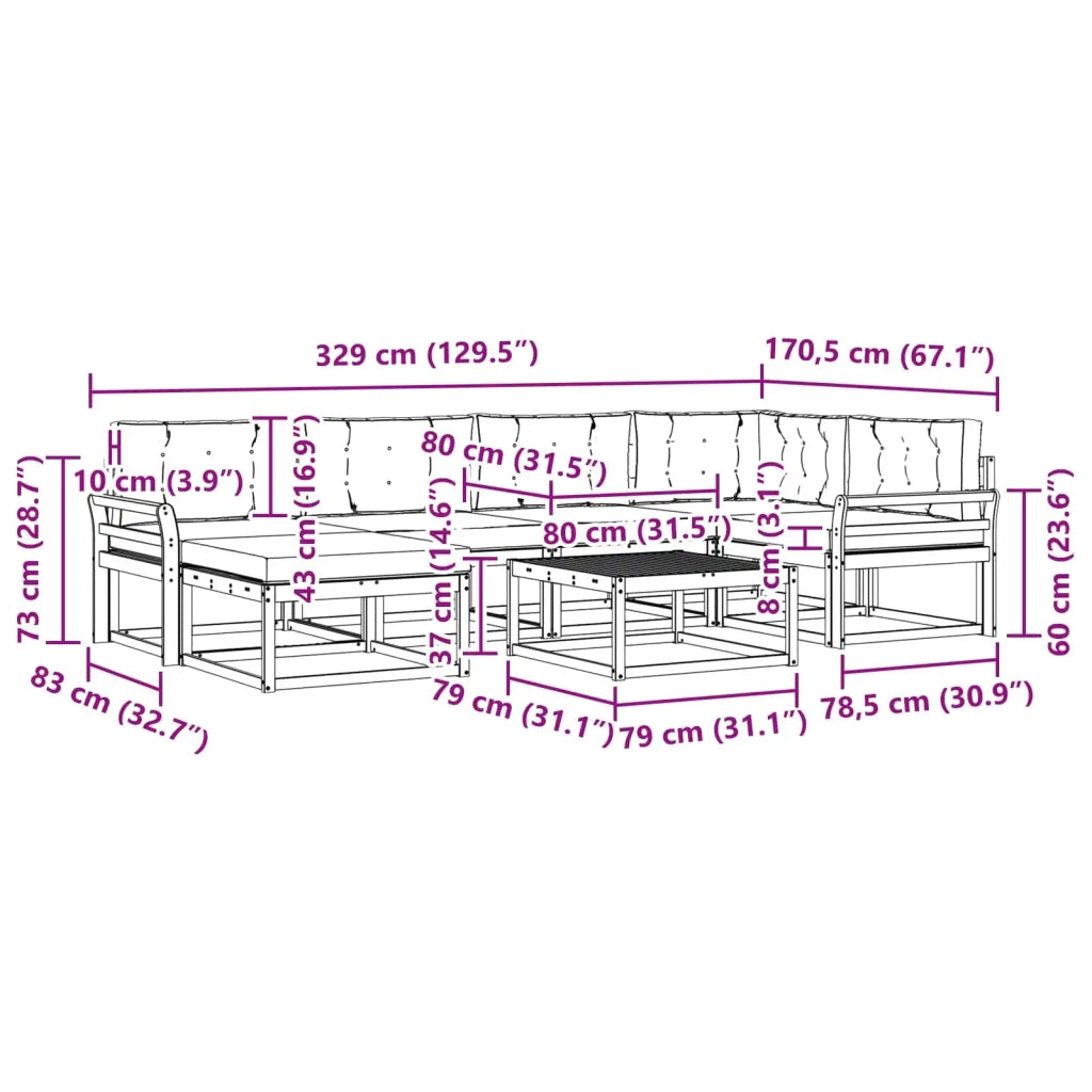 Set di divani da esterno 7 pz Bianco e Beige 3386727