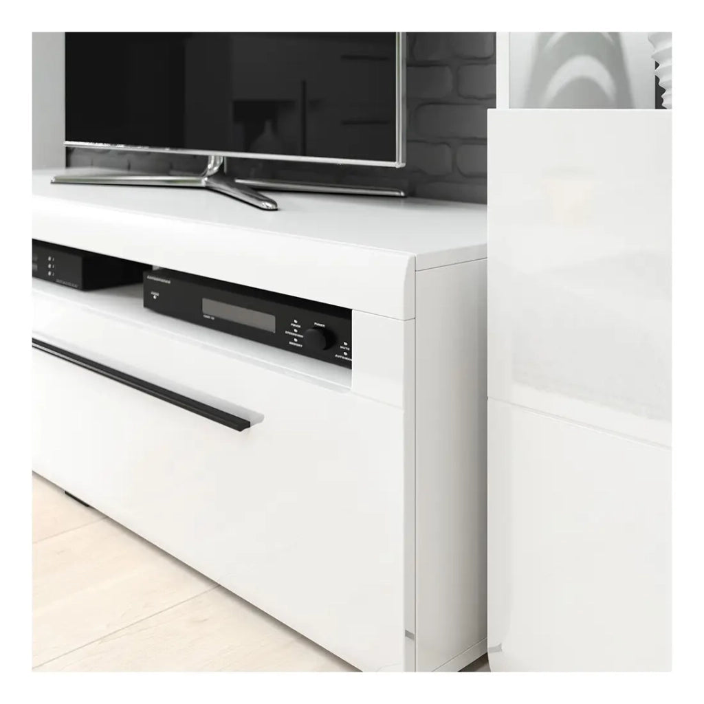 Mobile TV XL 160cm collezione BREDA. Colori bianco opaco e bianco lucido. Stile design.