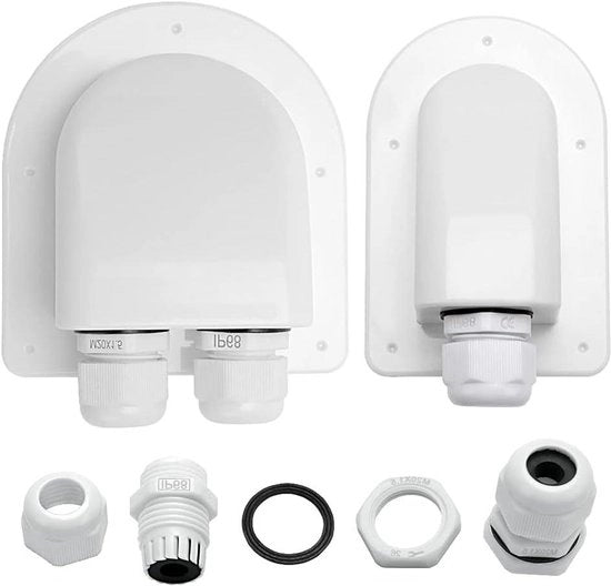 Connessione solare acqua resistente, ingresso cavo solare unico e doppio, gabbia ABS IP68 protettiva contro l'acqua, per pannelli solari di camper, caravan, barche, per cavi 6-12 mm - Set da 2 pezzi