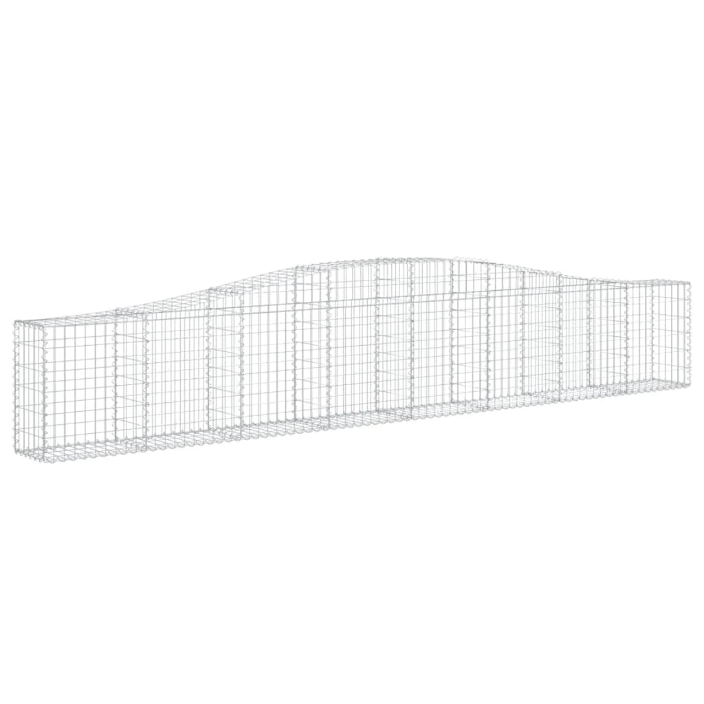 Cestini gabbioni recinzione a gabbia muro di contenimento ad arco 10 pezzi 400 x 30 x 60/80 cm ferro zincato argento 02_0040282