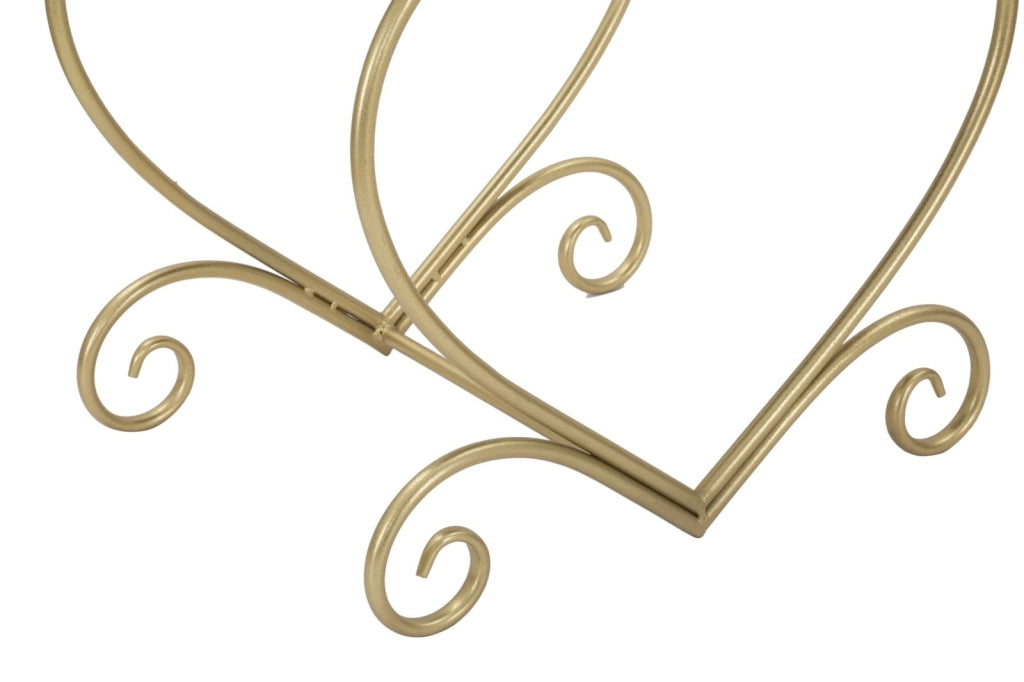 Sgabello Heart Crema 50x37,5x51,5 cm in Ferro e MDF e Spugna e Poliestere Oro e Rosa