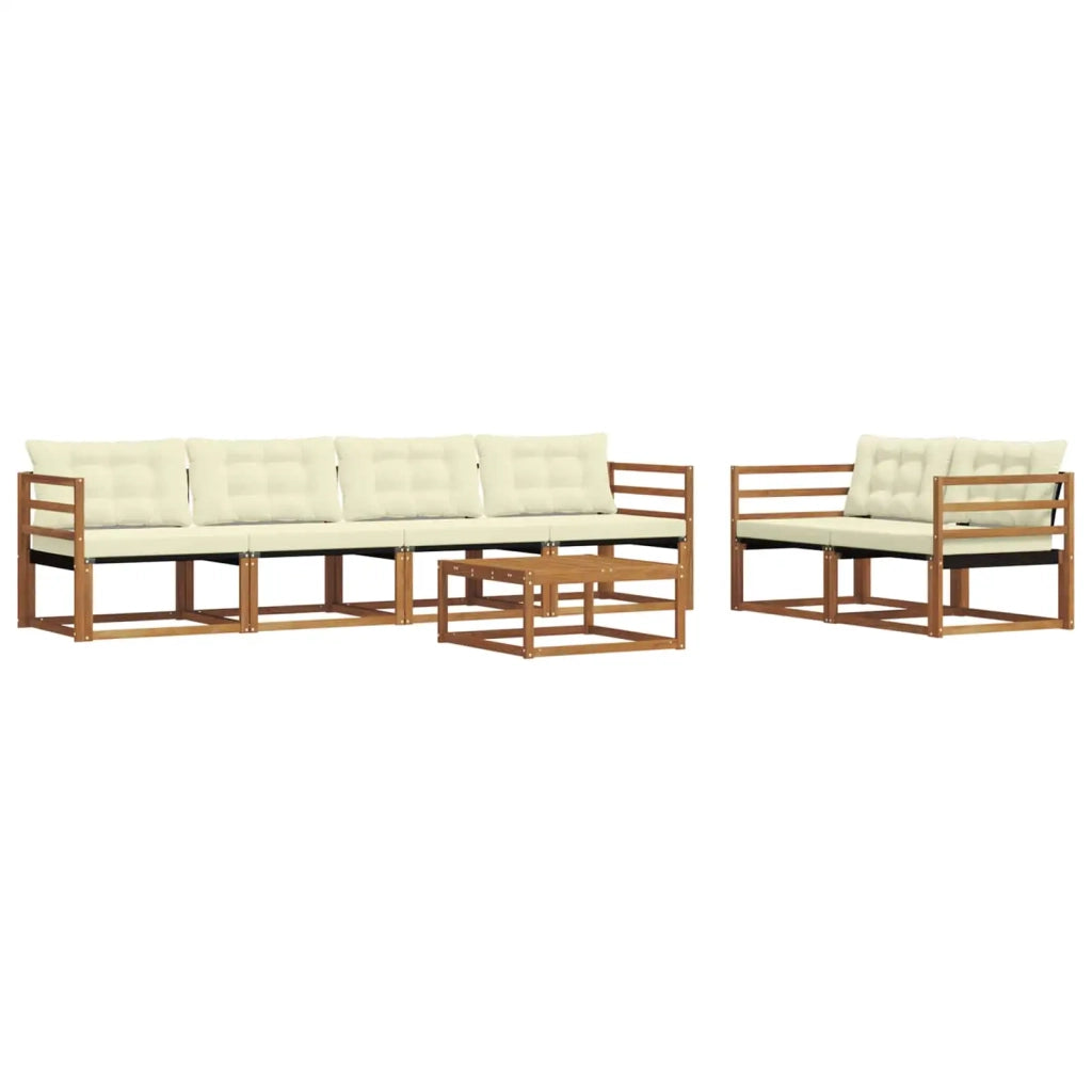 Set di divani da esterno con cuscino 7 pcs Naturale e Crema