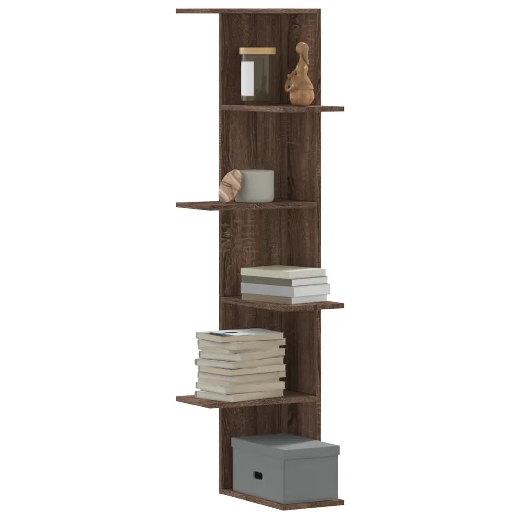 Scaffale Angolare Muro | Mensola a parete Rovere Marrone 36,5x36,5x140 cm Legno