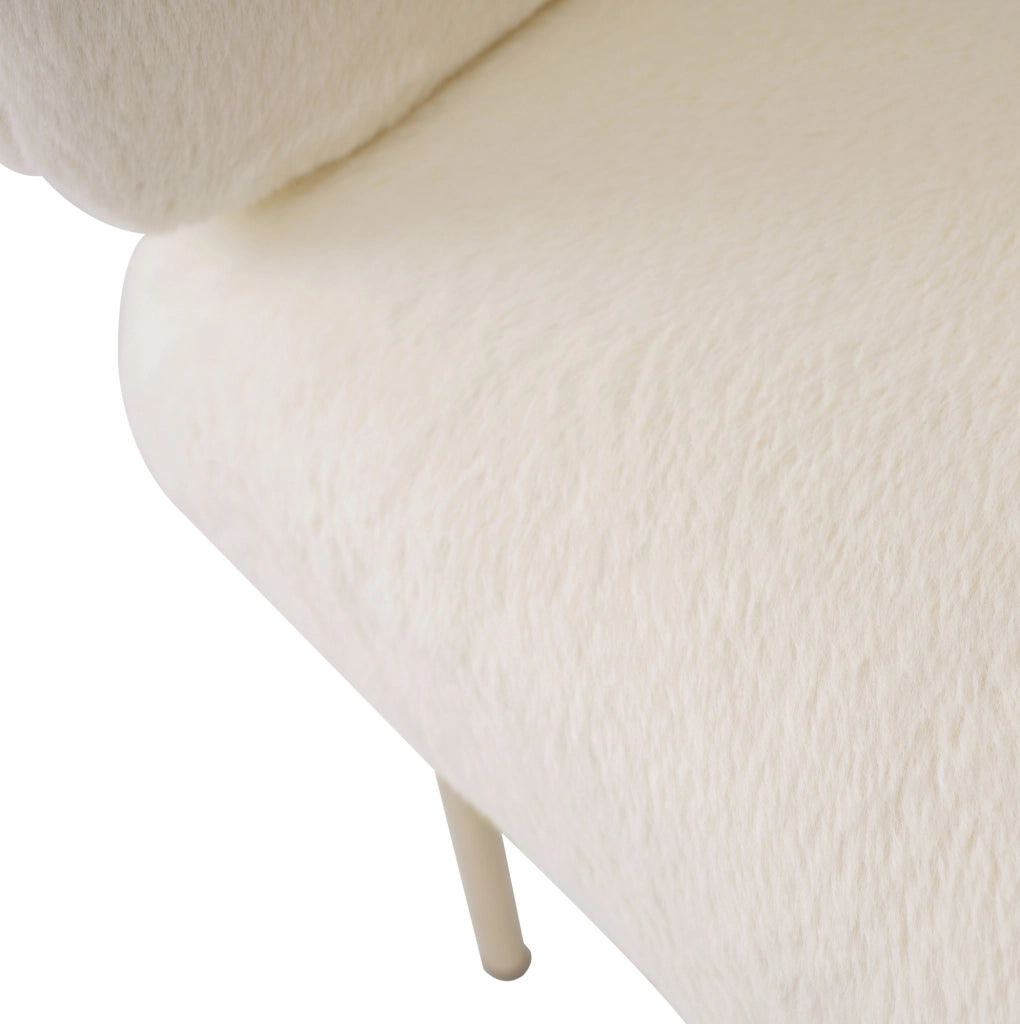 Sedia relax con design leggero di lusso in pelliccia sintetica bianca
