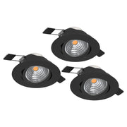 Set 3 Faretti Incasso Moderno Saliceto Alluminio Nero Led 6W 3X580Lm Ip20