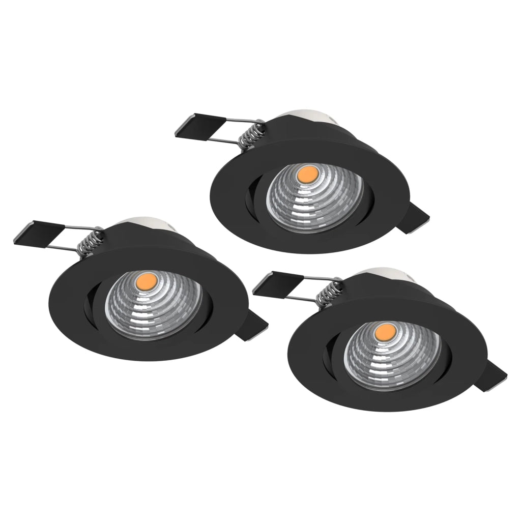 Set 3 Faretti Incasso Moderno Saliceto Alluminio Nero Led 6W 3X580Lm Ip20