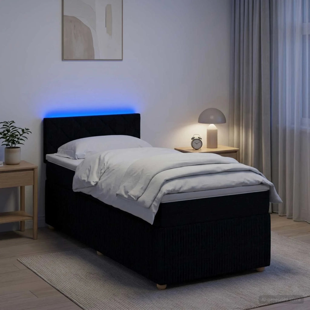 Letto box spring con materasso Nero 80 x 200 cm Tessuto 3452808