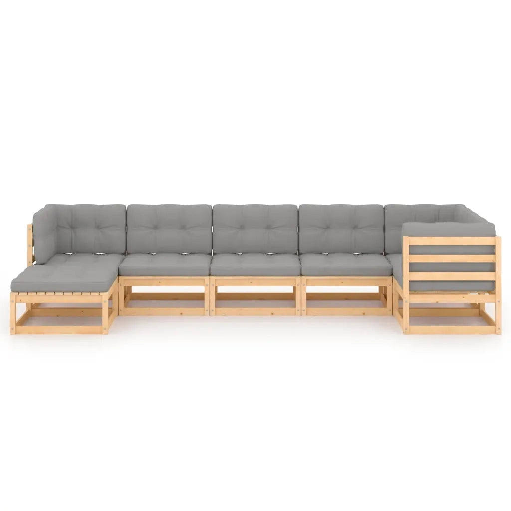Set Salotto Giardino 7 pz Cuscini Antracite Legno Massello Pino 3076744