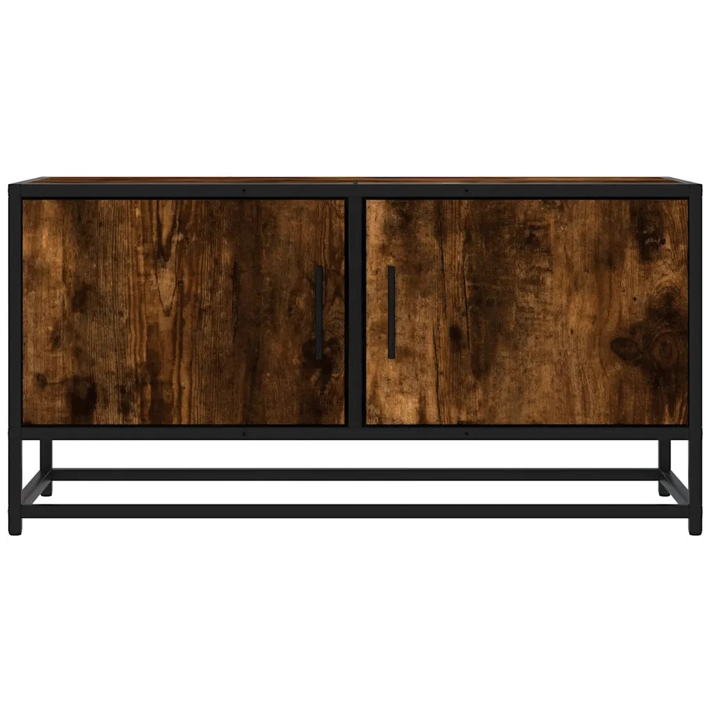 Mobile TV Rovere Fumo 80x34,5x40 cm Legno Multistrato e Metallo 848826