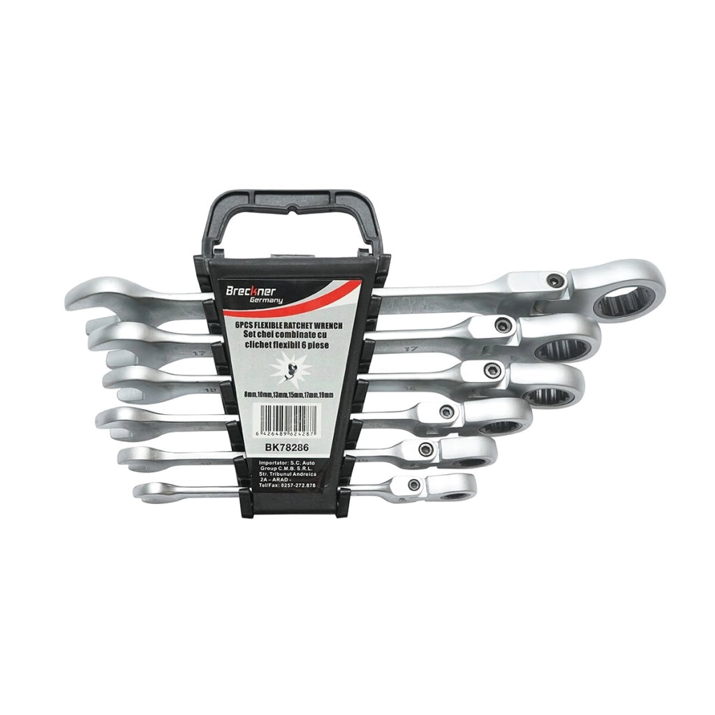 Set 6 chiavi combinate con cricchetto Snodate CrV 8-19 mm Breckner Germany