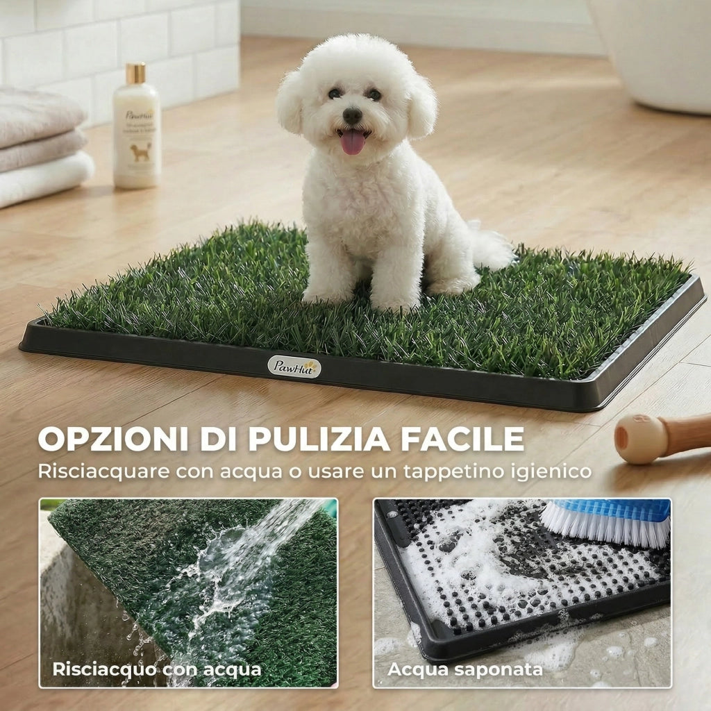 Tappetino per cani con vassoio ed erba artificiale ¨C zephmum ¨C verde 63x50.5 cm