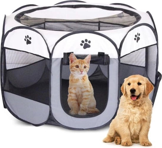 Box op pallette per animale, 74 x 74 x 43 cm, portatile per cuccioli, recinzione acquatica per gatti, ideale per cani, gatti, conigli e piccoli animali, interni ed esterni, grigio