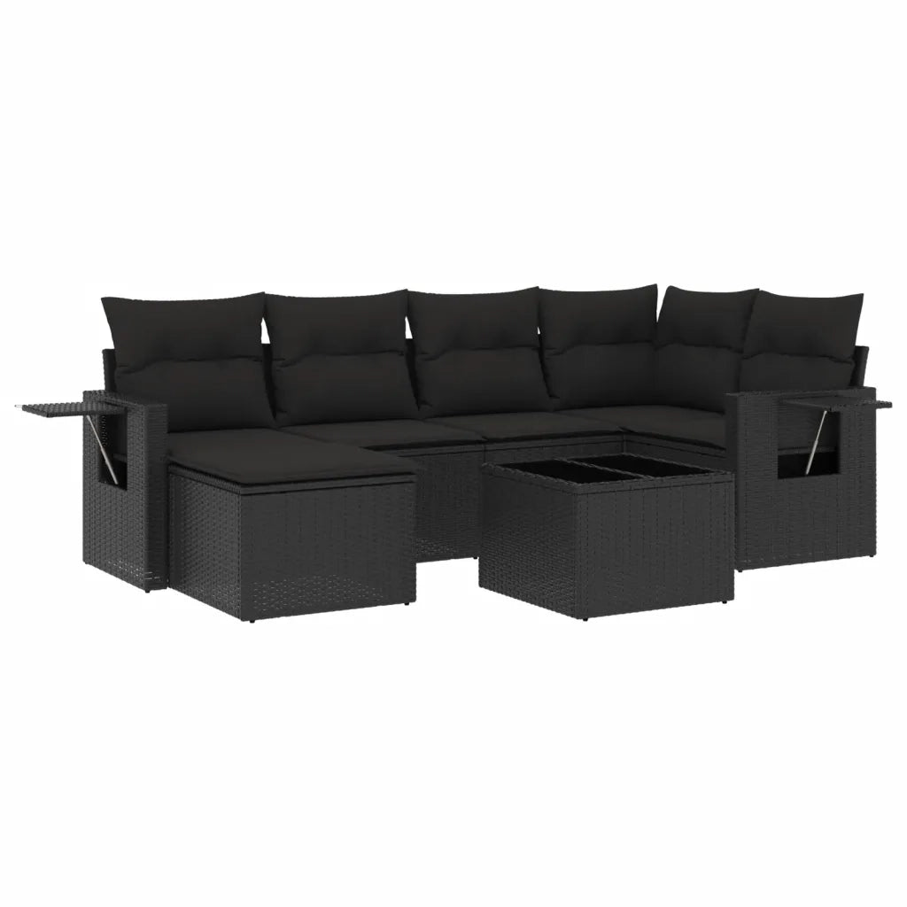 Set Divani da Giardino con Cuscini 7pz Nero Polyrattan 3220464