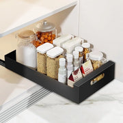 Carrello telescopico, pannelli di apertura per armadi cucina, carrello telescopico, non necessario forare e chiodare (nero-25 cm)