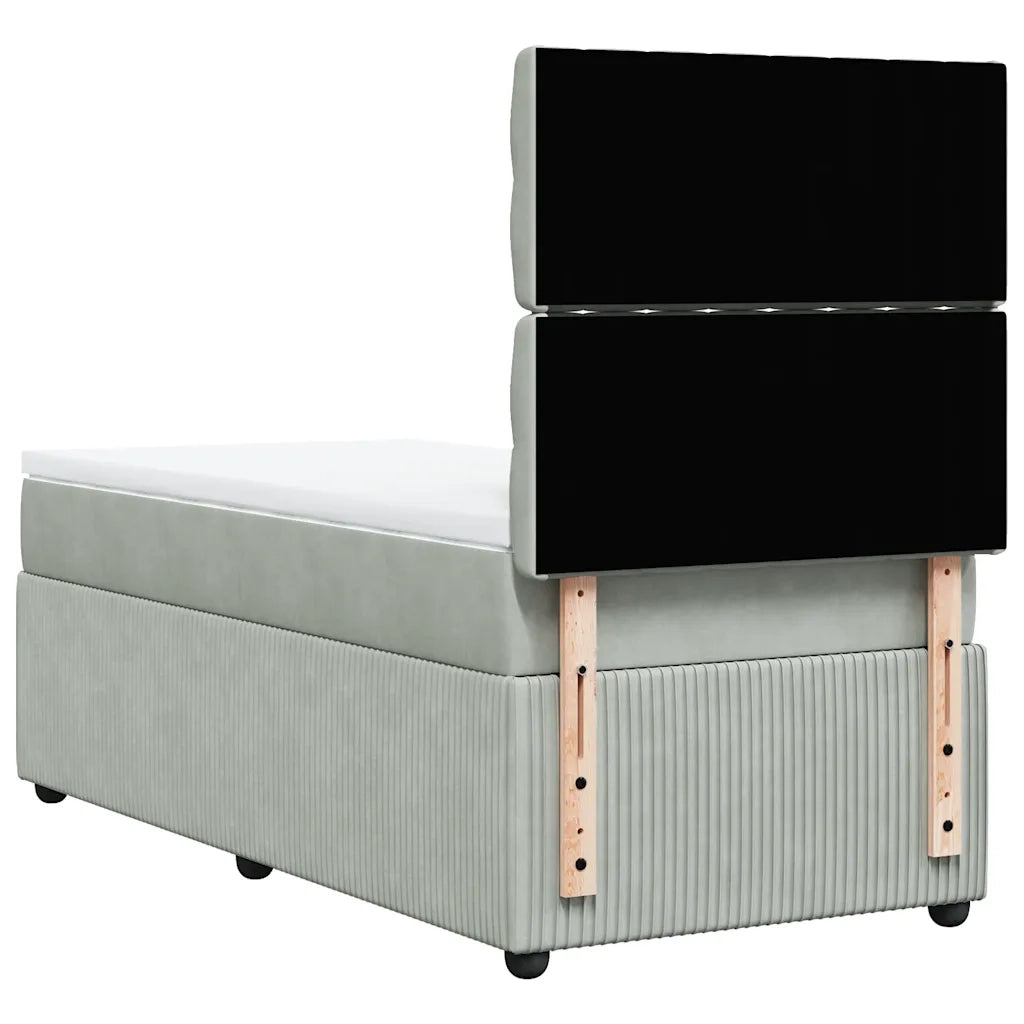 Giroletto a Molle con Materasso Grigio Chiaro 100x200cm Velluto