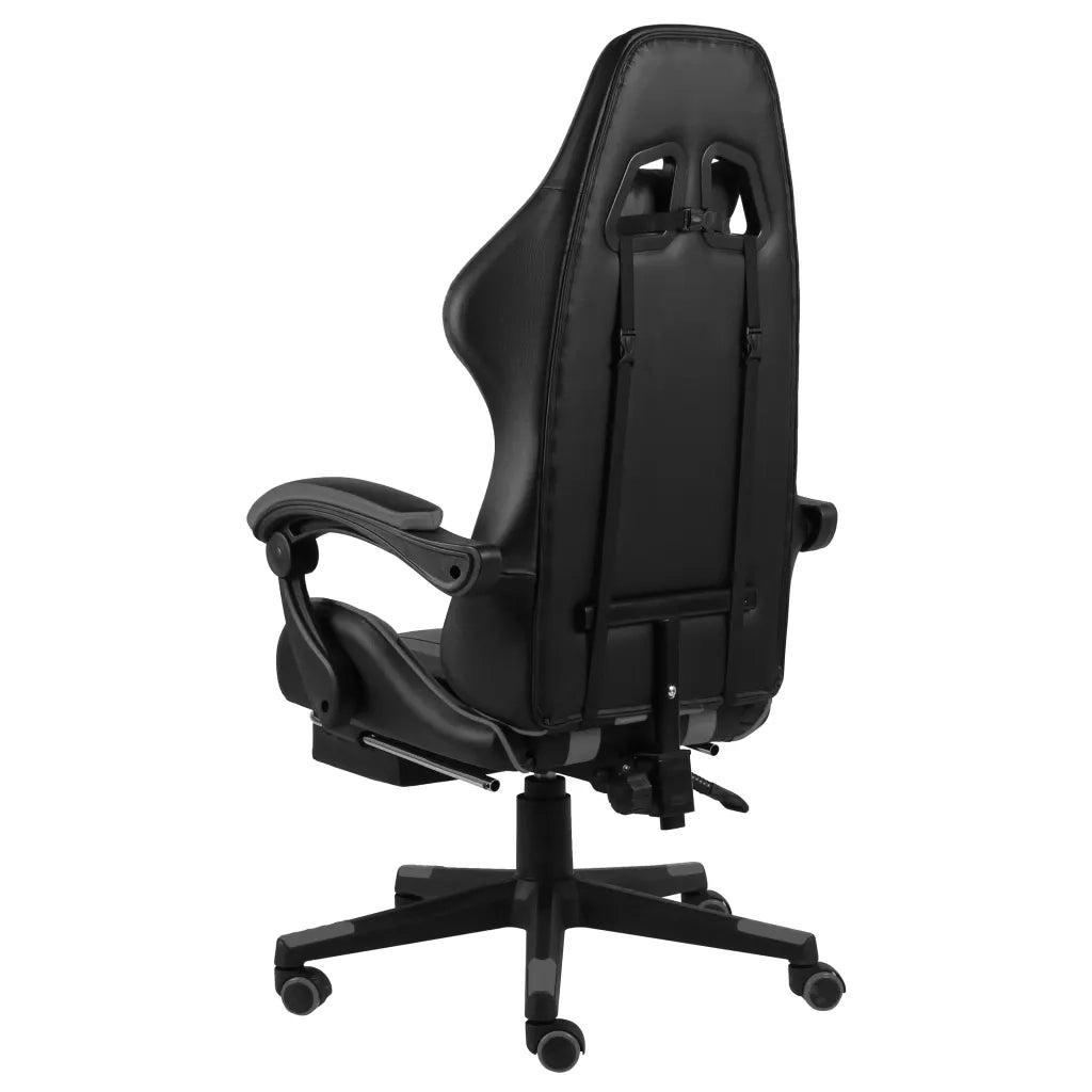 Sedia da Gaming con Poggiapiedi Nero e Grigio in Similpelle cod mxl 12330