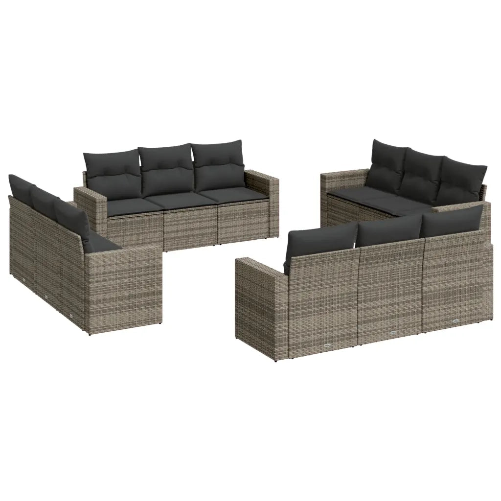 Set Divani da Giardino 12 pz con Cuscini Grigio in Polyrattan 3218760