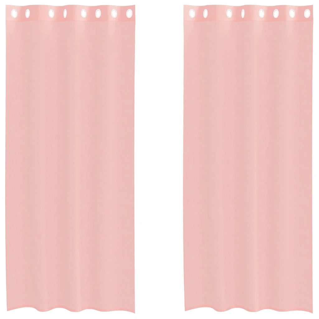 Tende in Voile con Occhielli 2 pz Rosa 140x225 cm 4102097