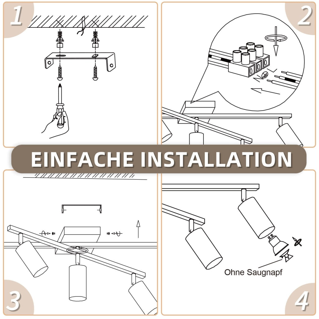 ZMH Faretto da soffitto 5 fiamme bianco GU10 faretti lampada da soffitto per camera da letto