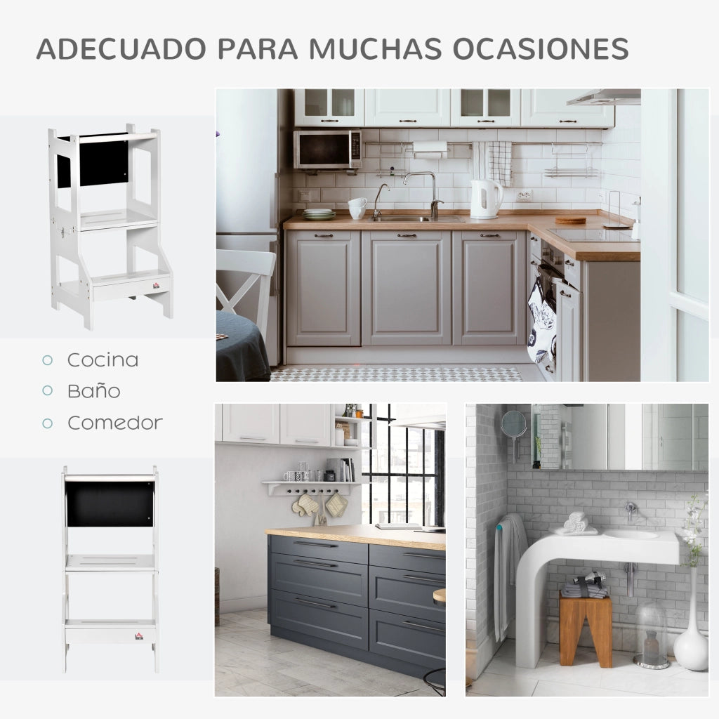 Scala di apprendimento 2 in 1 con scrivania e lavagna ¨C zephmum ¨C grigio 42x44x86 cm