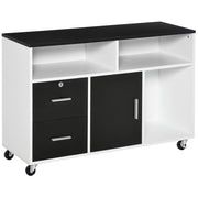Mobiletto Porta Stampante con Cassetti ¨C zephmum ¨C 100x35x65cm, Nero e Bianco