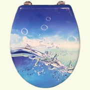 Trade Shop - Copriwater Copri Water Wc Sedile Bagno Universale Cerniere In Acciaio Onda Mare -        3,5