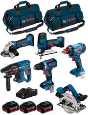 BOSCH Kit 18V BK602BAG (GDX 18V-180+GBH 18V-21+GKS 18V-57+GST 18V-LI S+GWS 18-125V-LI+GSR 18V-60 C+3 x 5,0Ah+GAL18V-40+2 Borse)