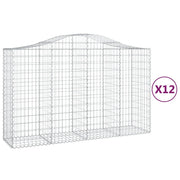Cestini gabbioni recinzione a gabbia muro di contenimento ad arco 1 set da 2 200 x 50 x 120/140 cm ferro zincato argento 02_0040529