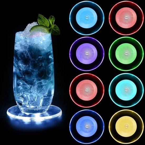 Set di 8 basi LED colorate - impermeabili - a forma rotonda - in acrilato