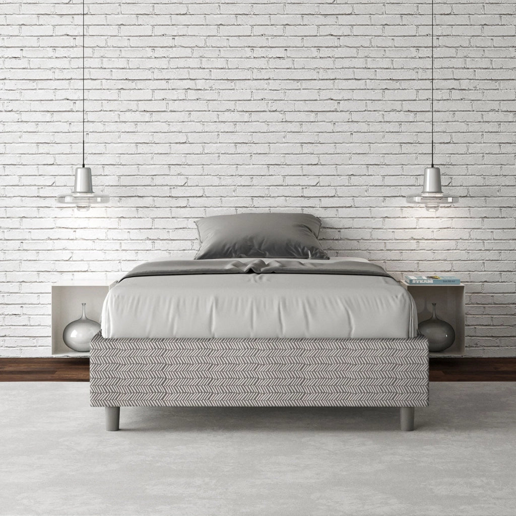 Letto 1 Piazza e Mezzo Sommier 120x200 cm con Rete e Contenitore Azelia Aragona 1 Bianco