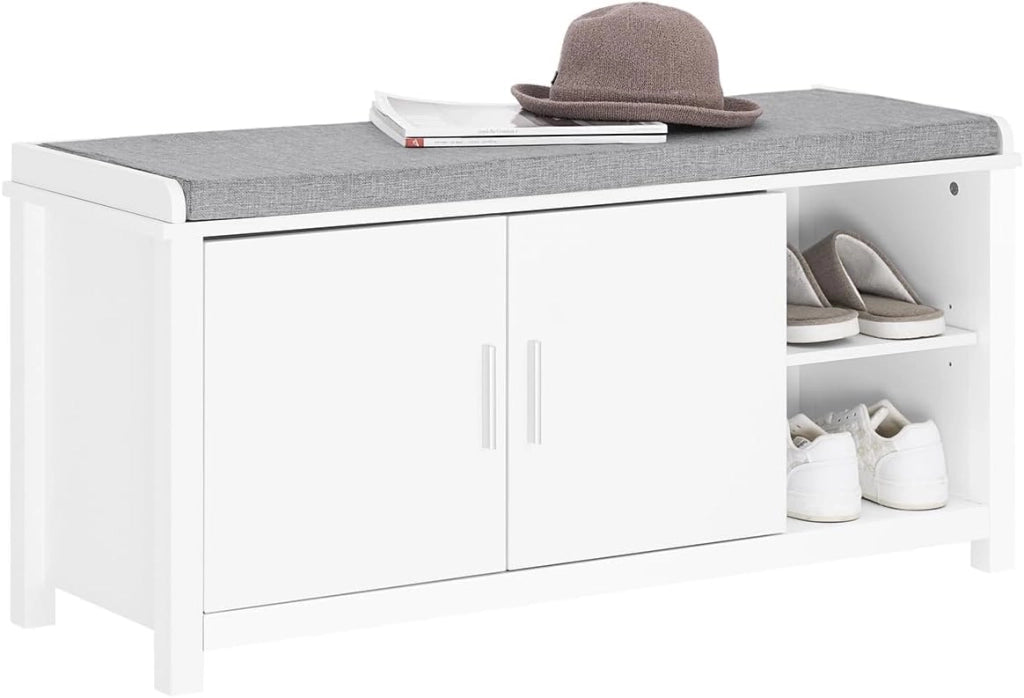 Panca scarpiera Cassapanca Portascarpe con 2 ante Bianco 105x35x51cm FSR168-W