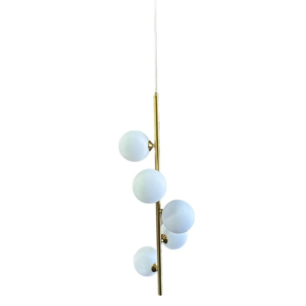 Lampadario moderno a sospensione con 5 sfere e attacco per lampadine a LED G9