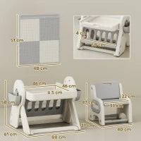 Tavolo Multiuso per Bambini con Ripiano Contenitore e Cassetti, in HDPE e PP, Grigio e Bianco