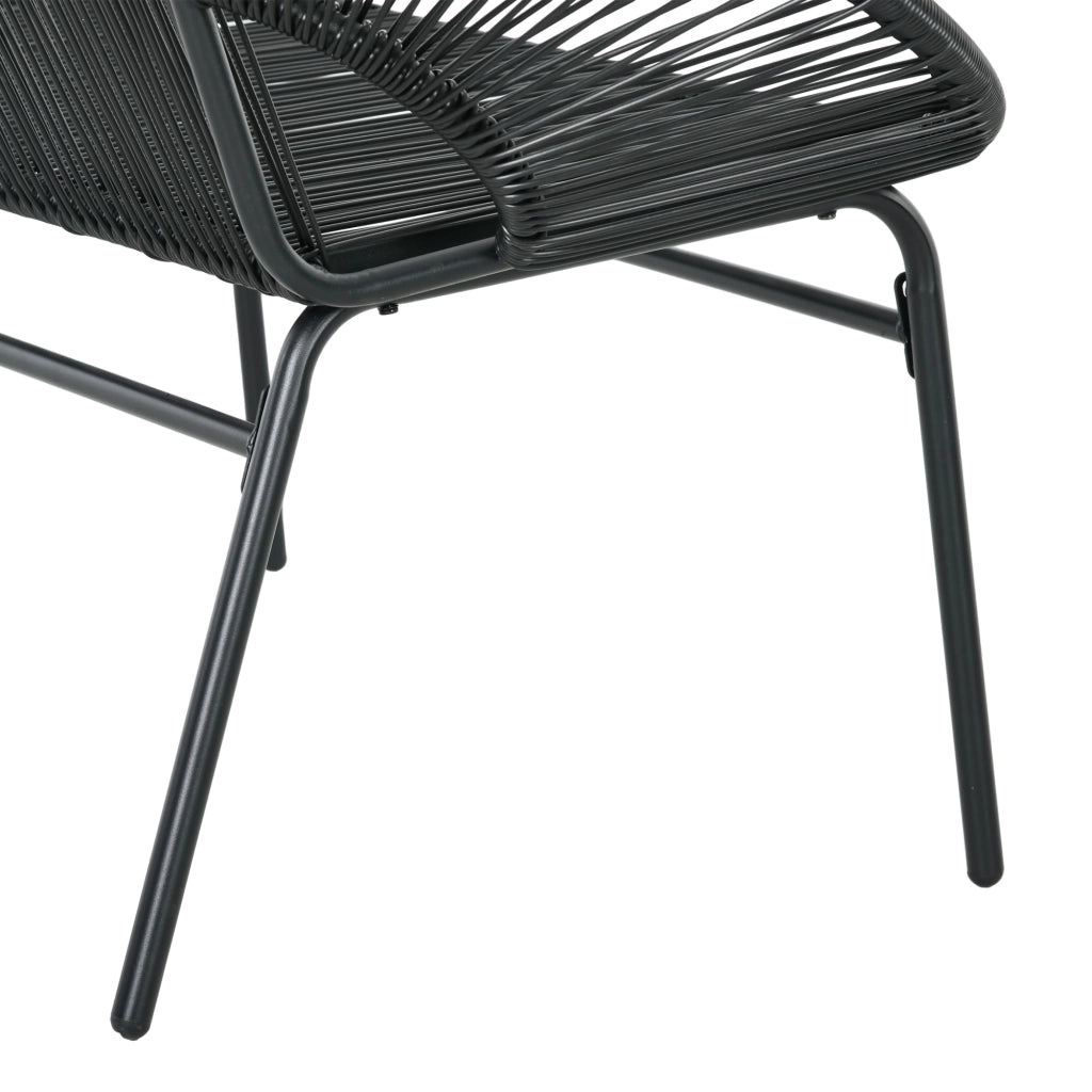 Panca Da Giardino Due Posti In Rattan Nero 132 X 72 X 83 Cm Per Veranda E Balcone