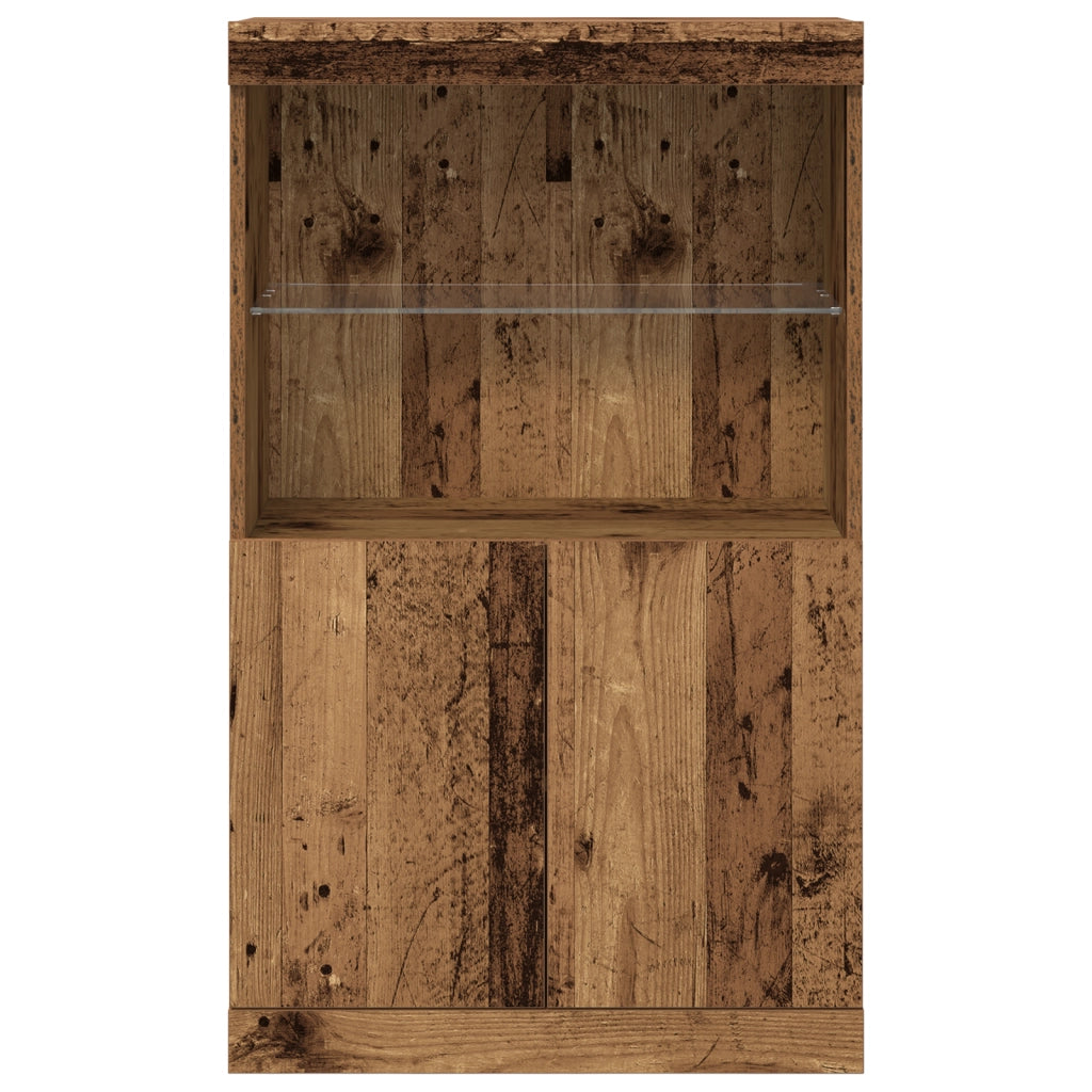 Sideboard con Luci LED Legno Antico 60x37x100 cm