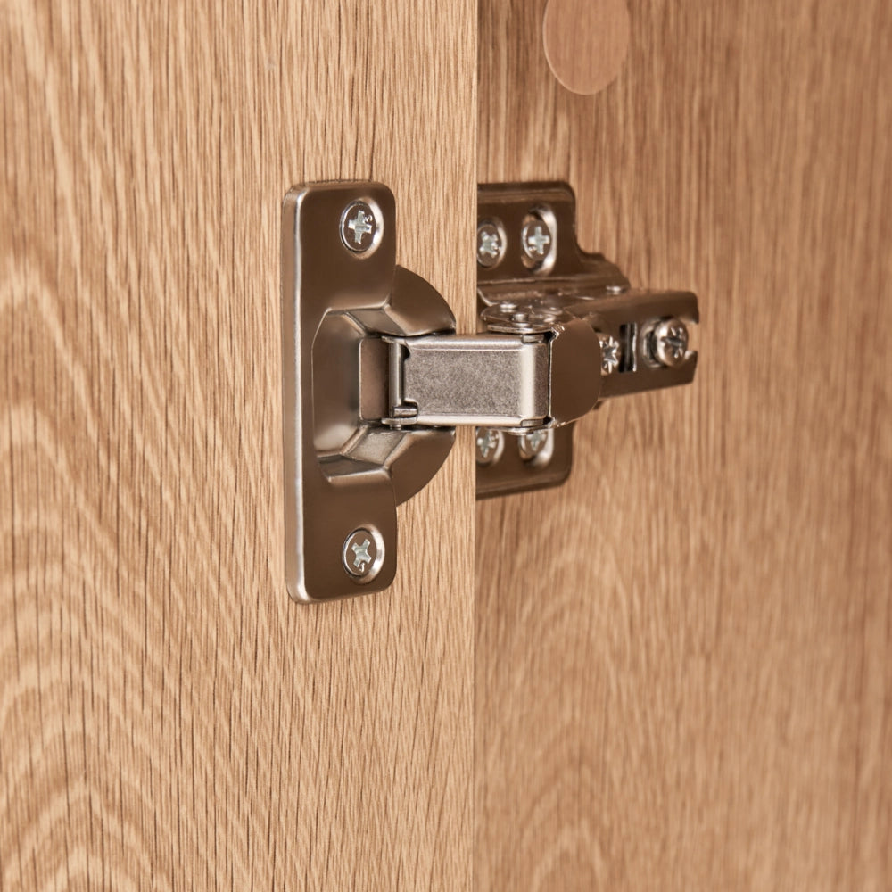 Mobile decorativo con ripiani e espositori in vetro in particelle di legno marrone chiaro Sala da pranzo Cucina