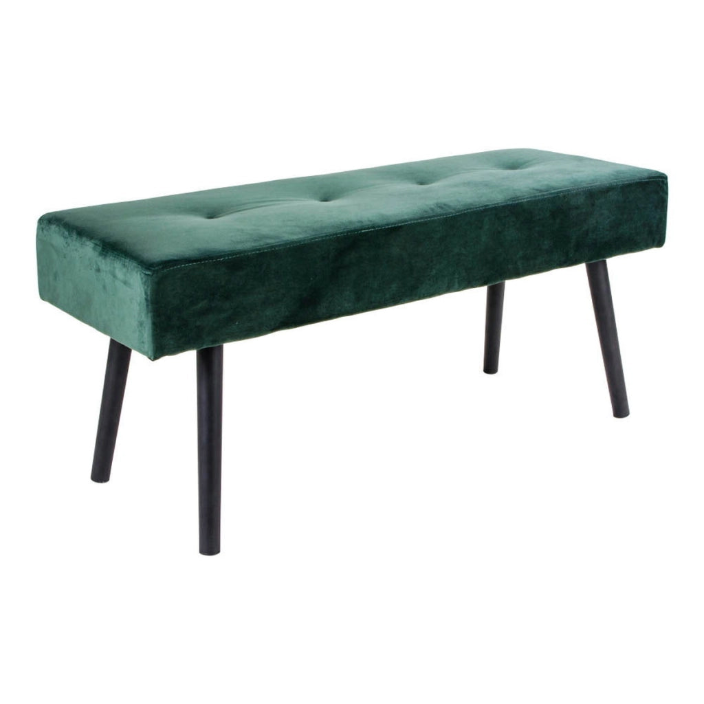 Panchina Skiby in velluto verde scuro con gambe nere, 100 cm