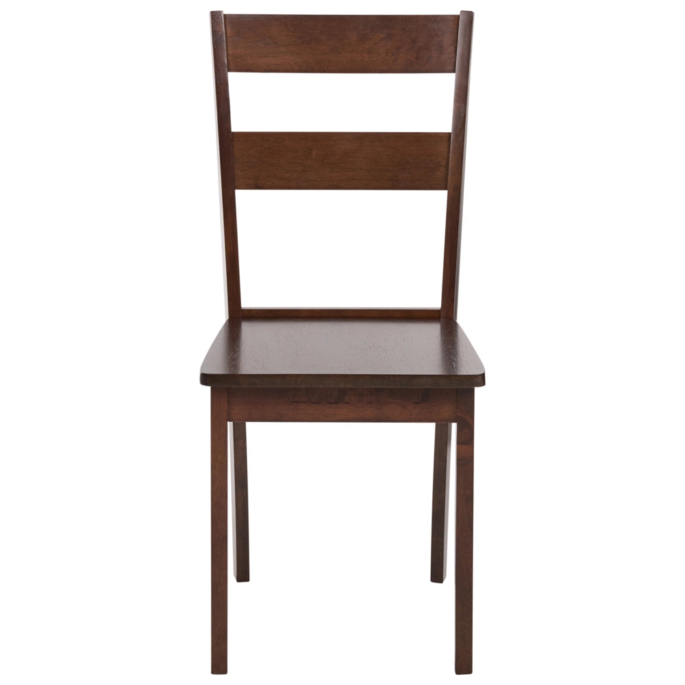 Set di 2 sedie da pranzo in stile cottage con schienale a doghe in legno di gomma marrone scuro