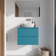 Mobile bagno sospeso 70cm dusk blue due cassetti soft-close con top | Bako
