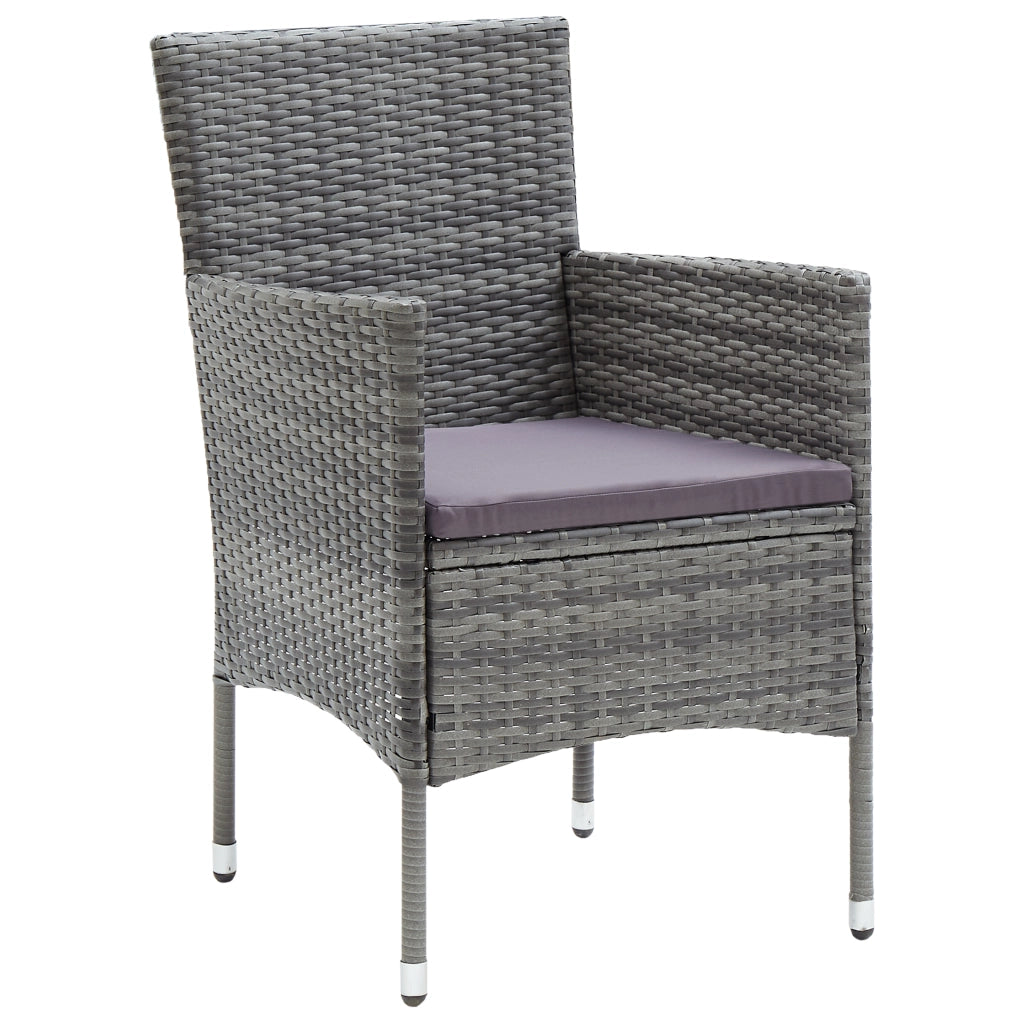 Set da Pranzo da Giardino 5 Pezzi Grigio Rattan Polimerico