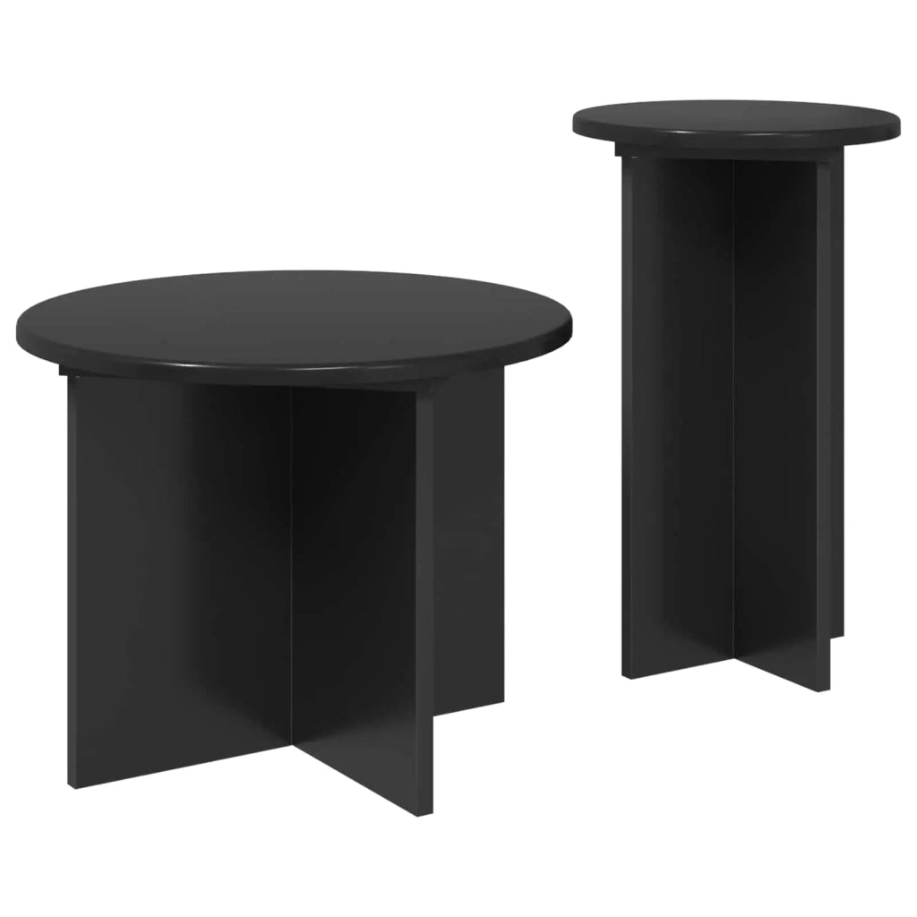 Set tavolini 2 pcs Rovere Nero Legno ingegnerizzato 8001029